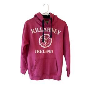 Killarney NWT Graphic Print kangaroo Pocket Drawstring Hoodie Pink Women's Small